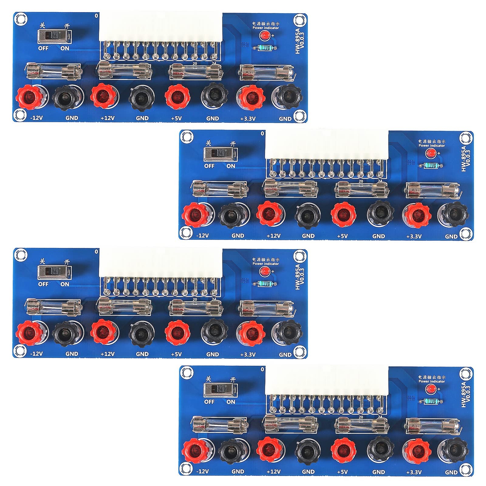 4 PCS XHM229 24Pin Benchtop Power Board ATX Breakout Adapter Module 12V 5V