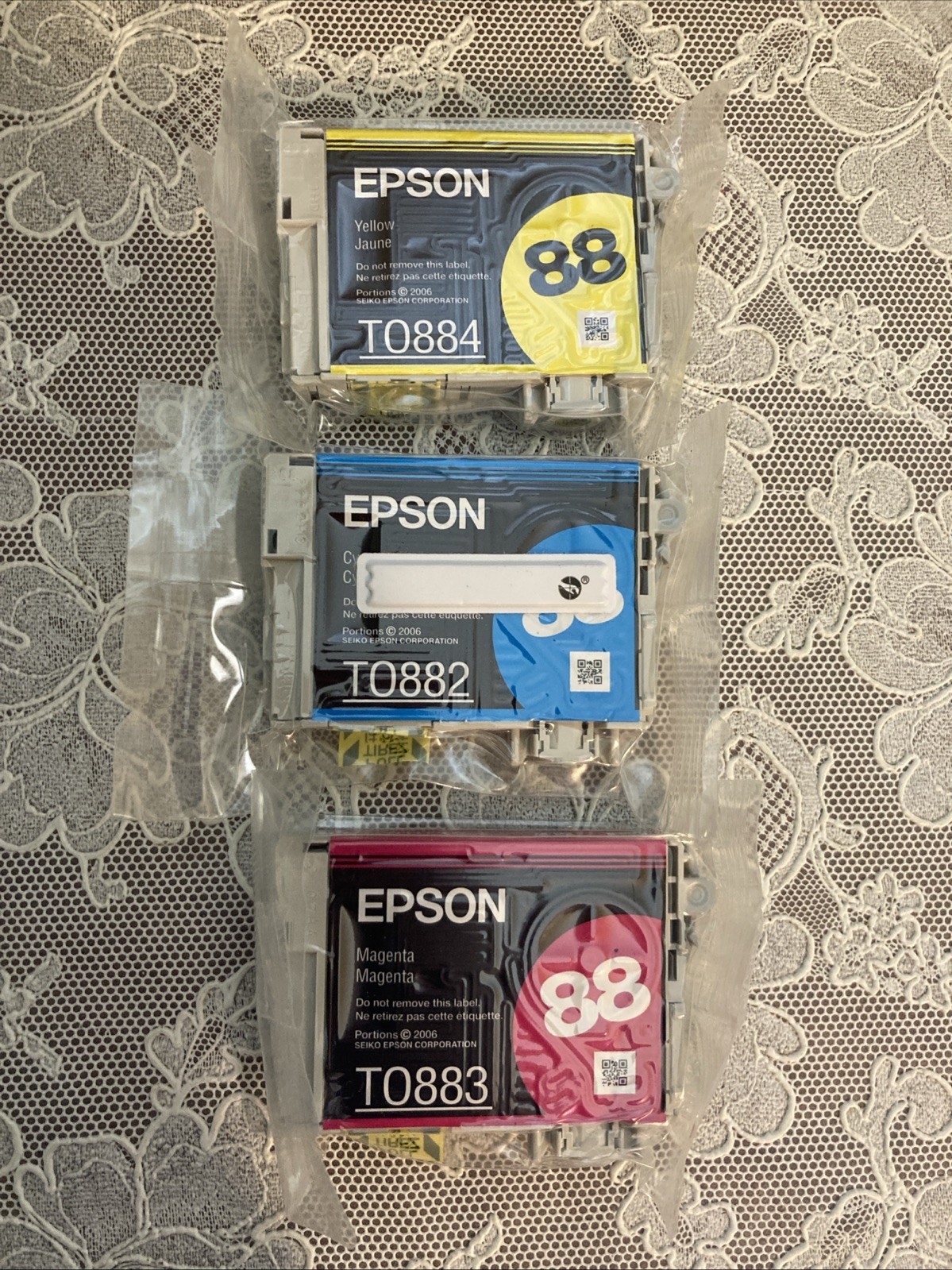 Genuine Epson 88 Printer Ink 3 Pack Yellow Cyan Magenta Sealed No Box