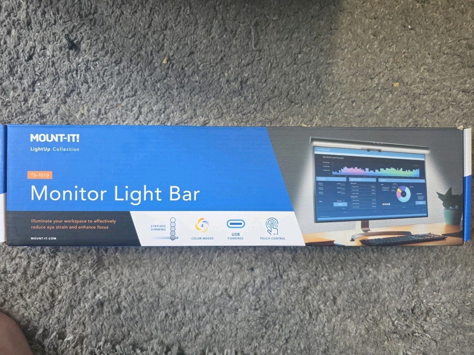 Mount It Monitor Light Bar, USB-Powered LED Lamp w/ Stepless Dimming