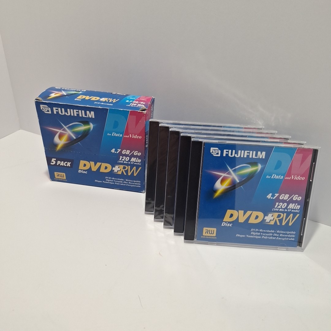 Fujifilm 5 pack DVD RW 4.7GB 120 Min Disc 4X Write Speed 240 Min EP