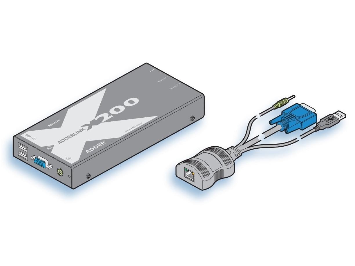 Adder X200-USB/P-US KVM/USB Extender (Receiver/Transmitter)Kit with USB CAM