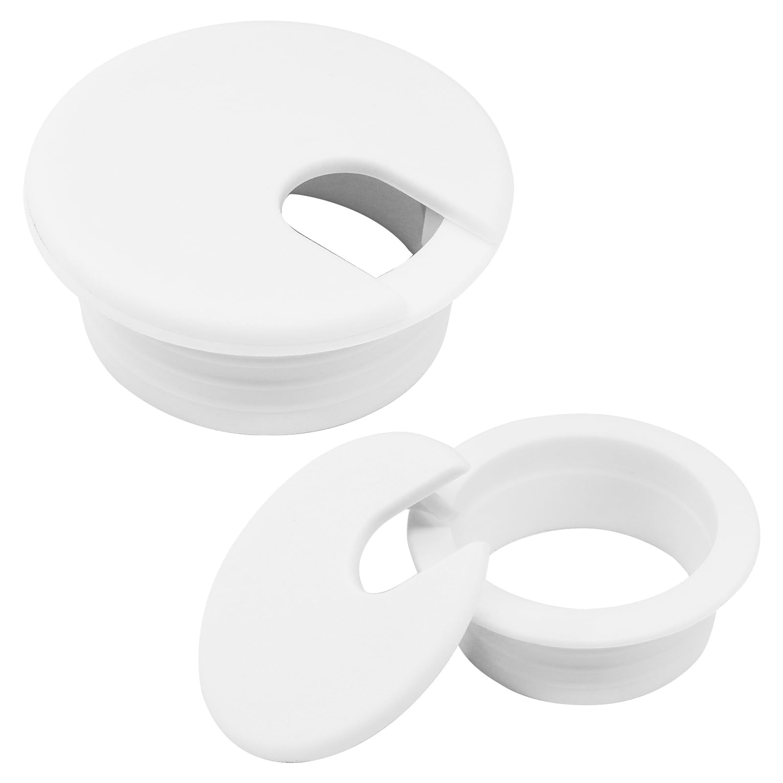 Kyuionty Plastic Desk Cable Grommet, White 1-1/2 Inch 2 Pcs
