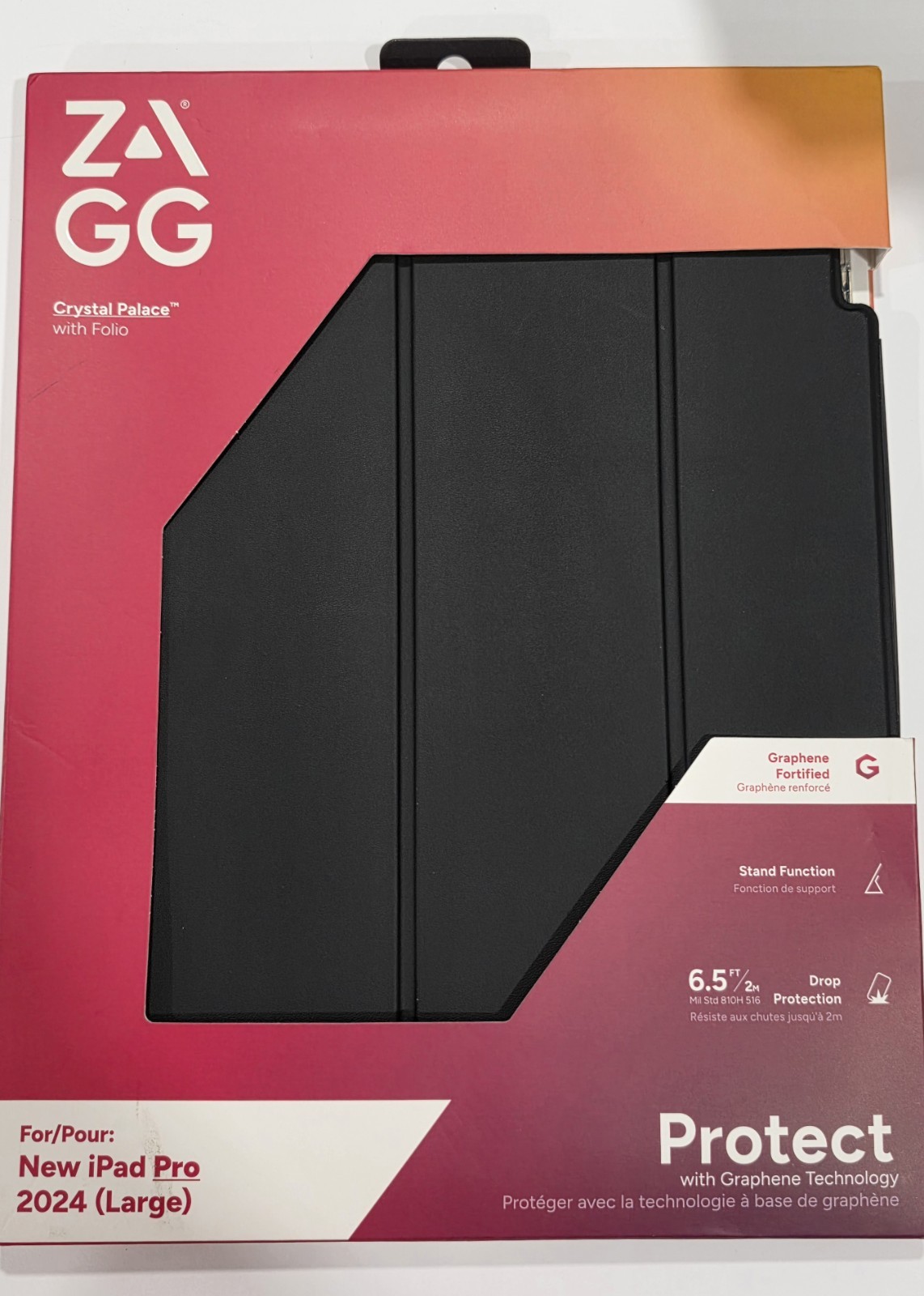 ZAGG Crystal Palace Folio Case iPad Pro 13" M4 M5 Graphene Clear Black 2024