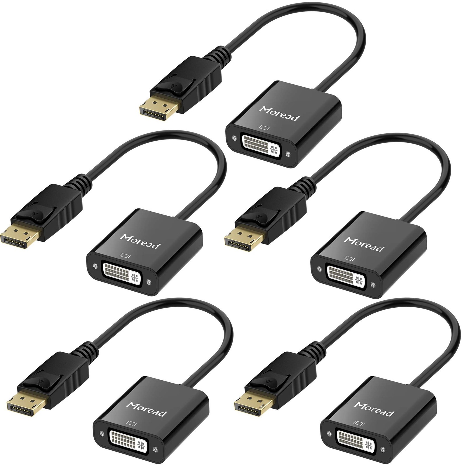 Moread DisplayPort (DP) to DVI Adapter, 5 Pack, Gold-Plated Display Port to D...