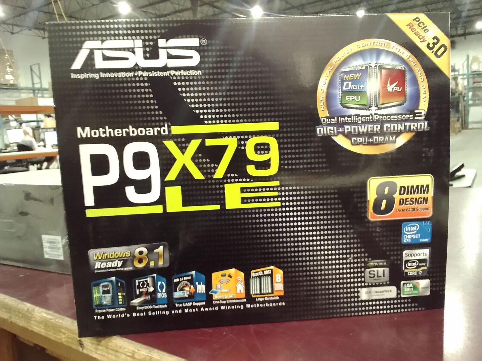 Asus P9X79LE Motherboard Intel X79 LGA-2011 SLI SATA 600/300 New Old Stock DDR3