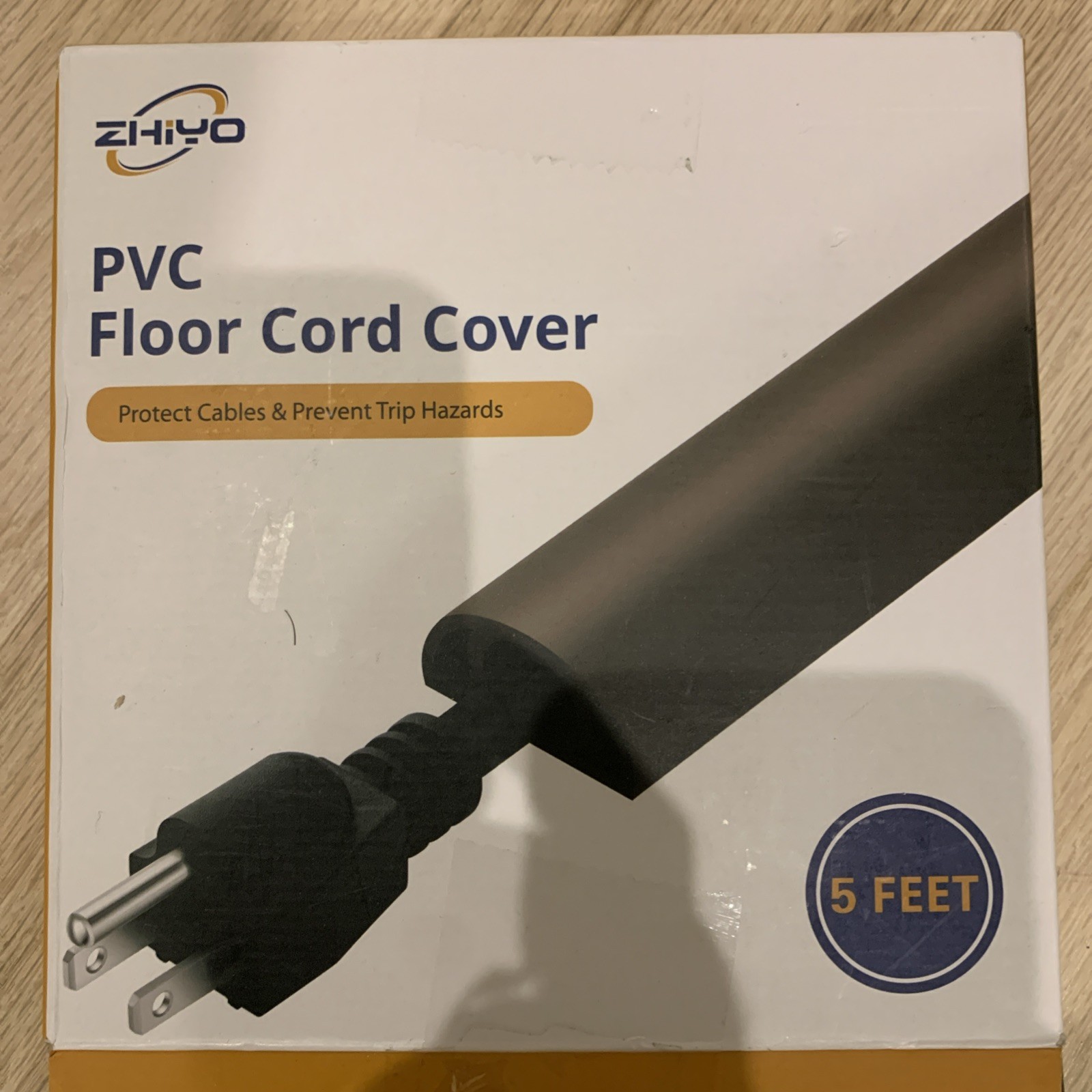 PVC Floor Cord Cover 5’. Protect Cable, Prevent Falls. ZHIYO NEW open BOX. Black