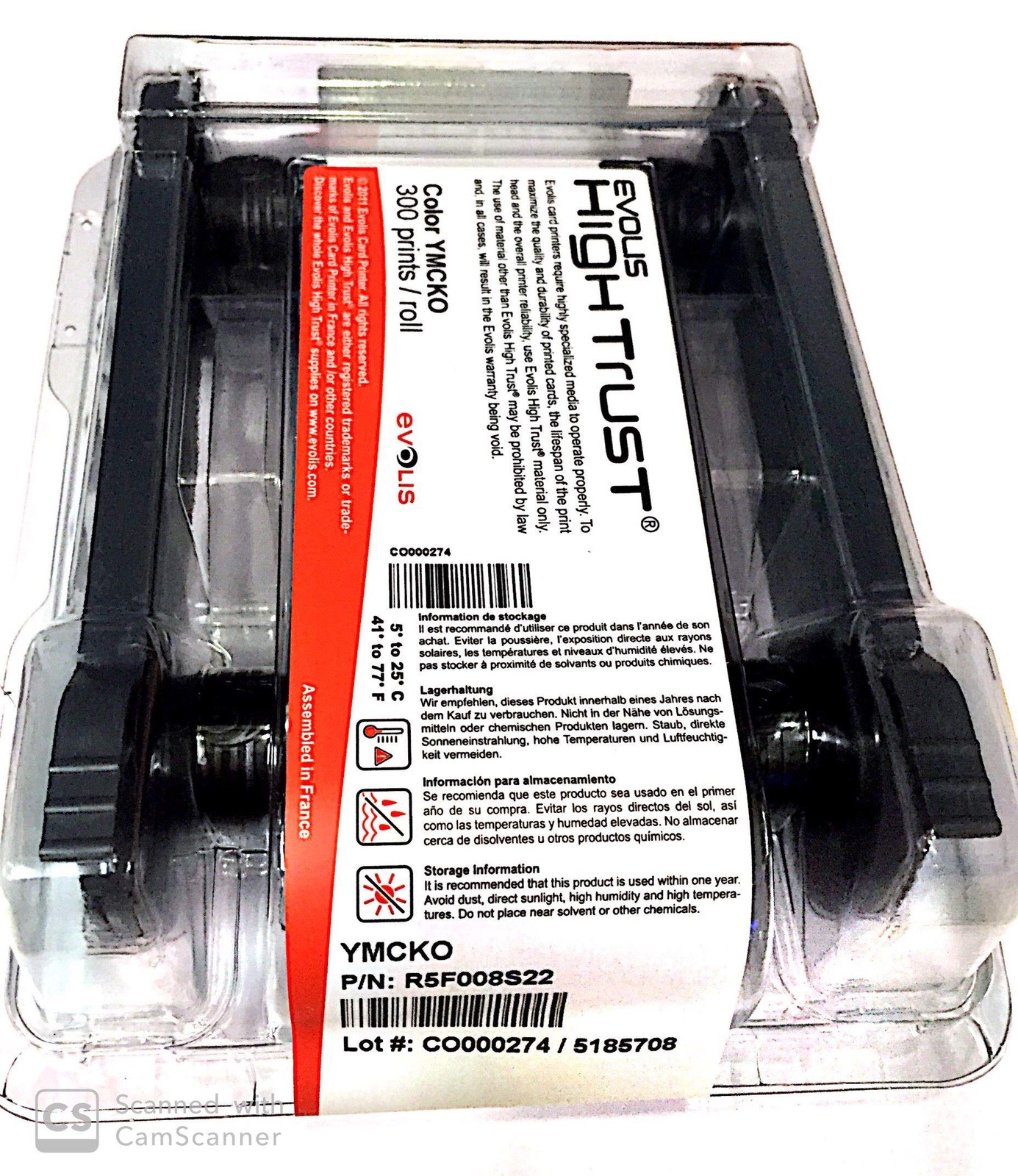 Evolis Consumables, YMCKO Color Ribbon, Primacy Compatible, 300 Prints  1 Roll