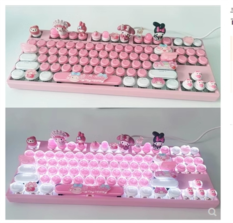 My Melody Mechanical Keyboard 87 Keys Keypad Cyan Axis Computer Accessories