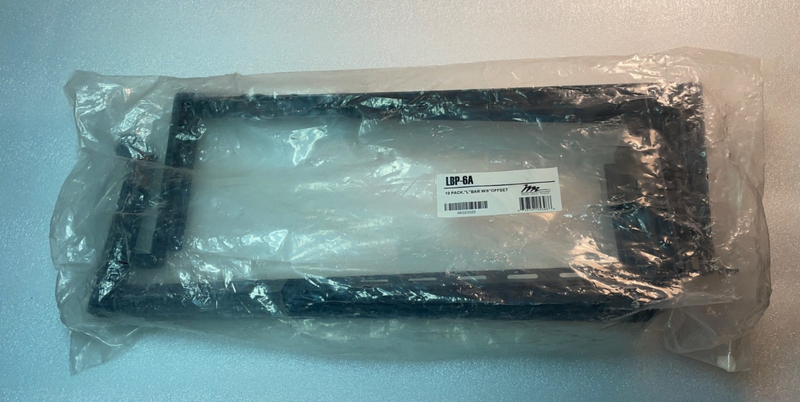10X PC PACK Middle Atlantic LBP-6A Lace Bar, 6" Offset, L-Shaped,