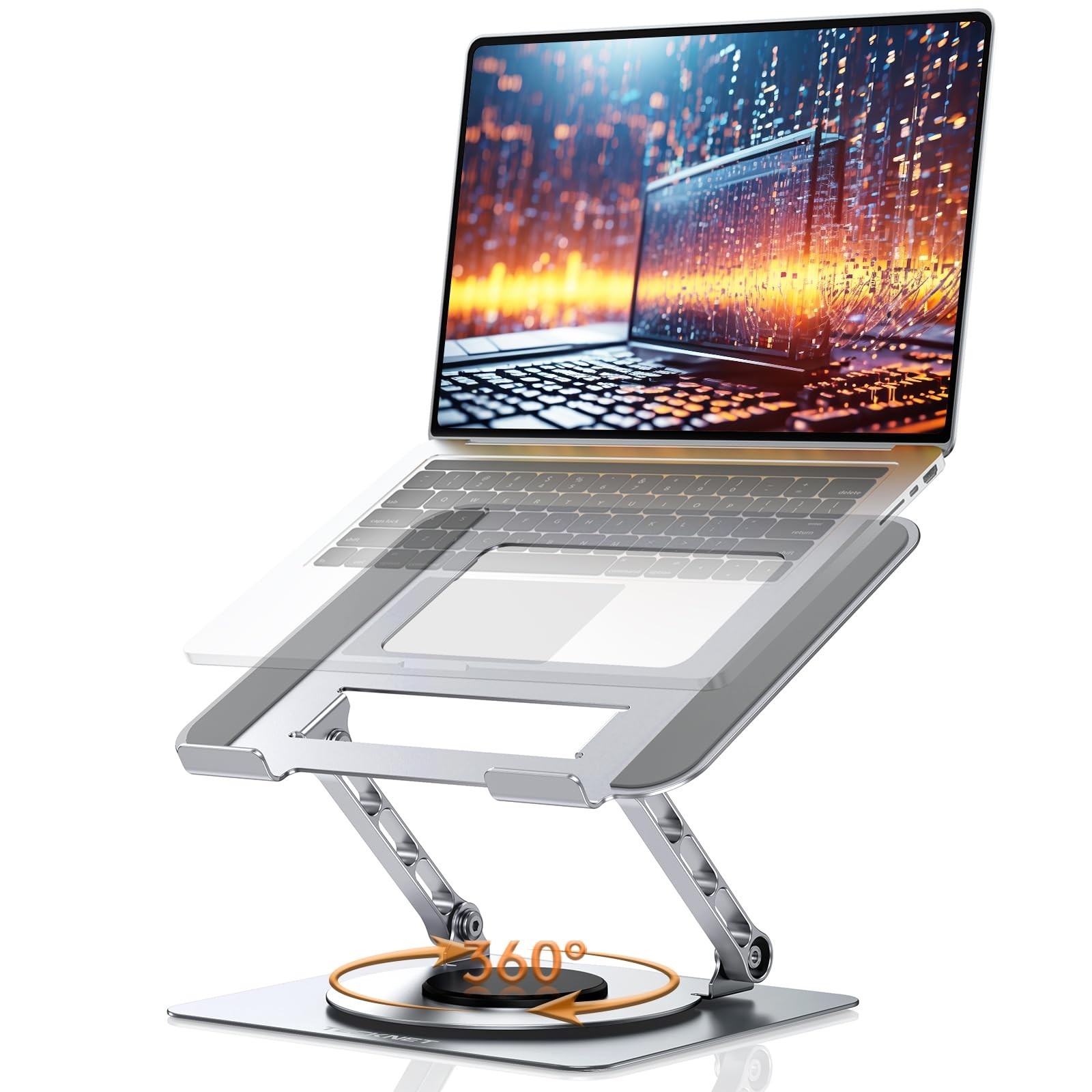 TECKNET Laptop Stand for Desk, 360 Rotating Base, Ergonomic Foldable Computer...