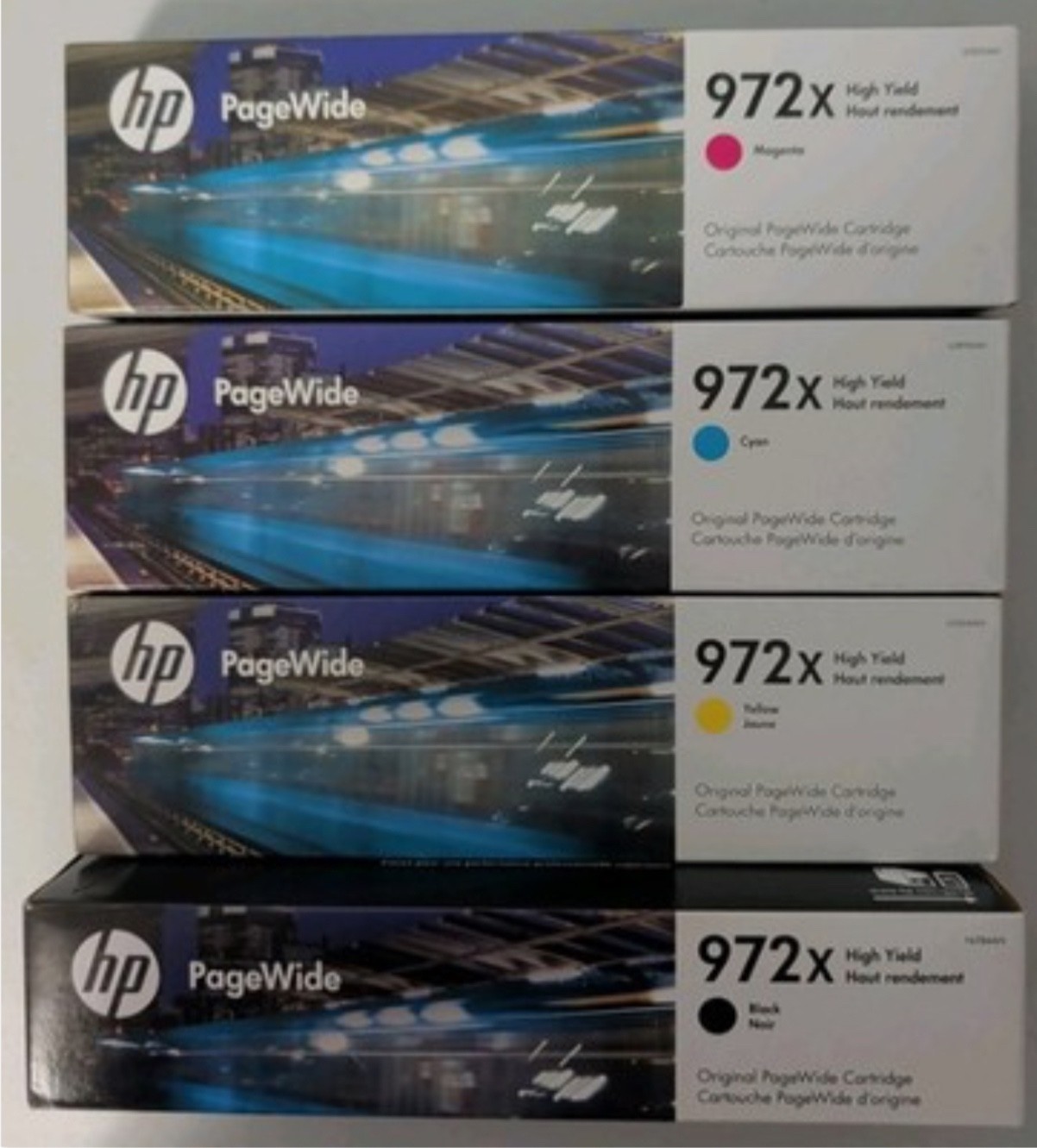 HP 972x PageWide High Yield Ink Cartridges Magenta, Cyan, Yellow, & Black - New