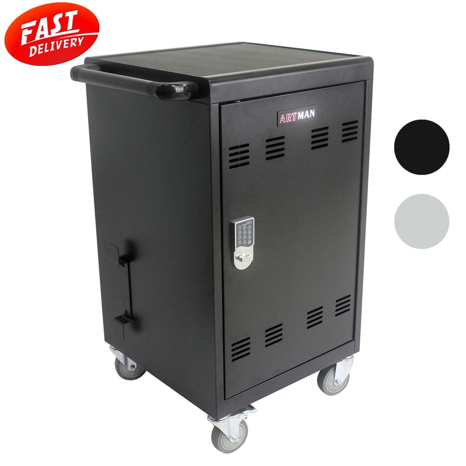 30-Device Charging Cart with Lock, Mobile Charging Cabinet for Tablets Laptops