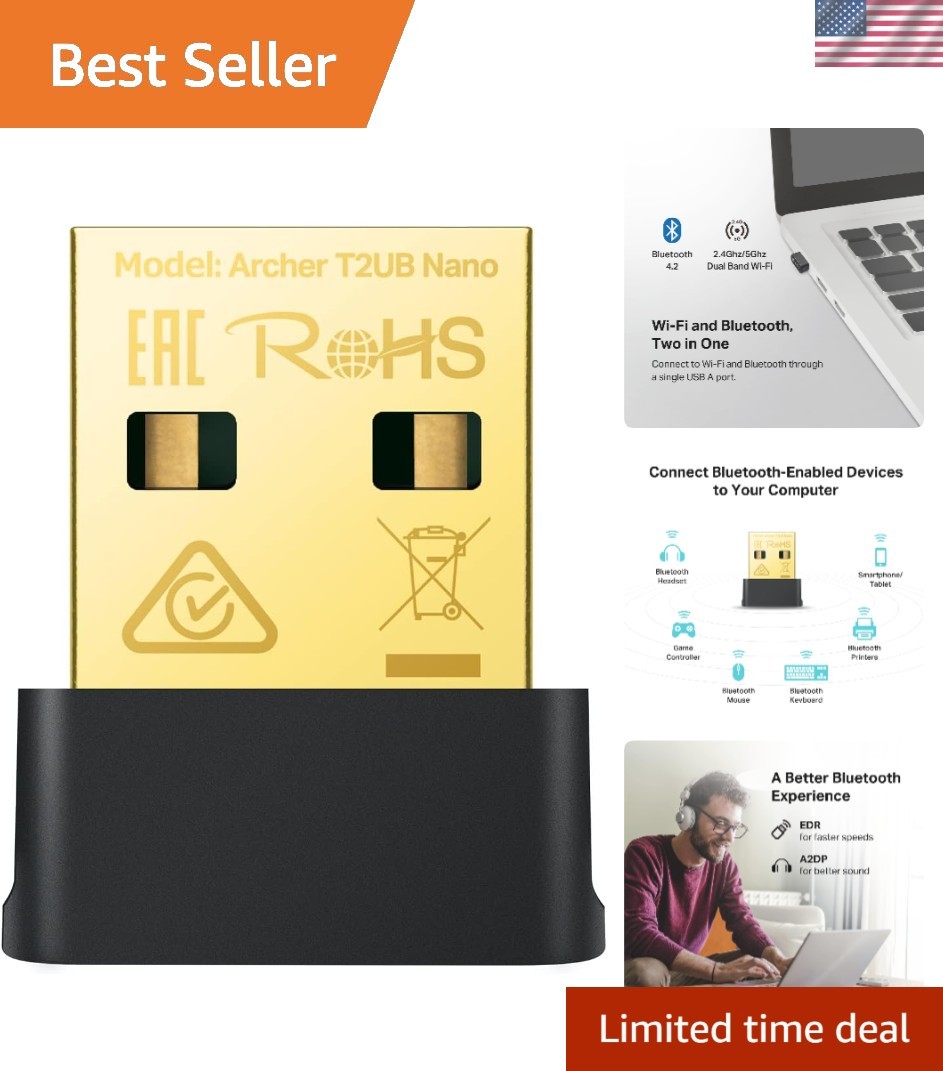 Compact Dual Band USB WiFi & Bluetooth Adapter AC600 - Quick Setup for Windows