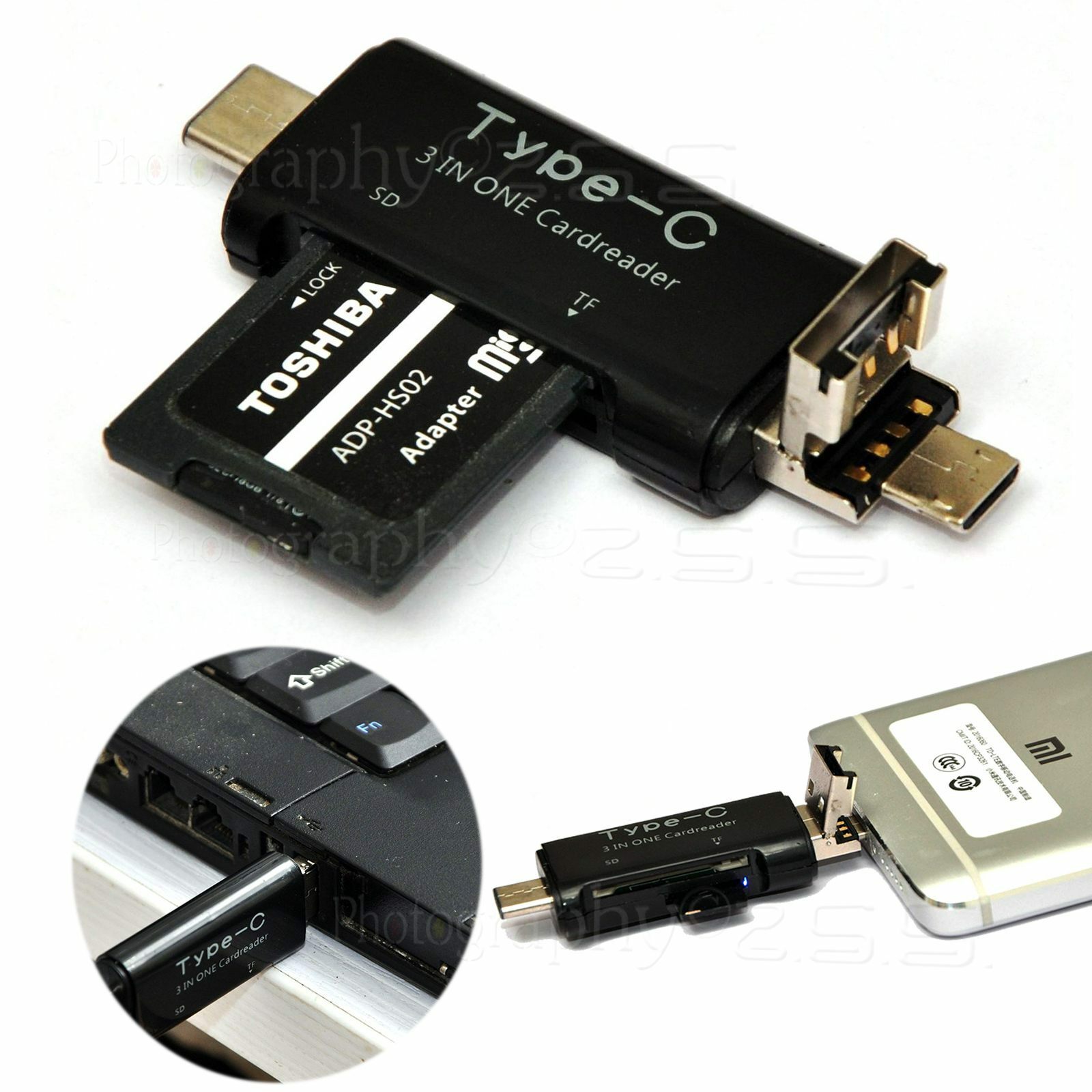 3in1 Type-C/Micro USB OTG Card Reader Mobile Camera Photographer's Data Transfer