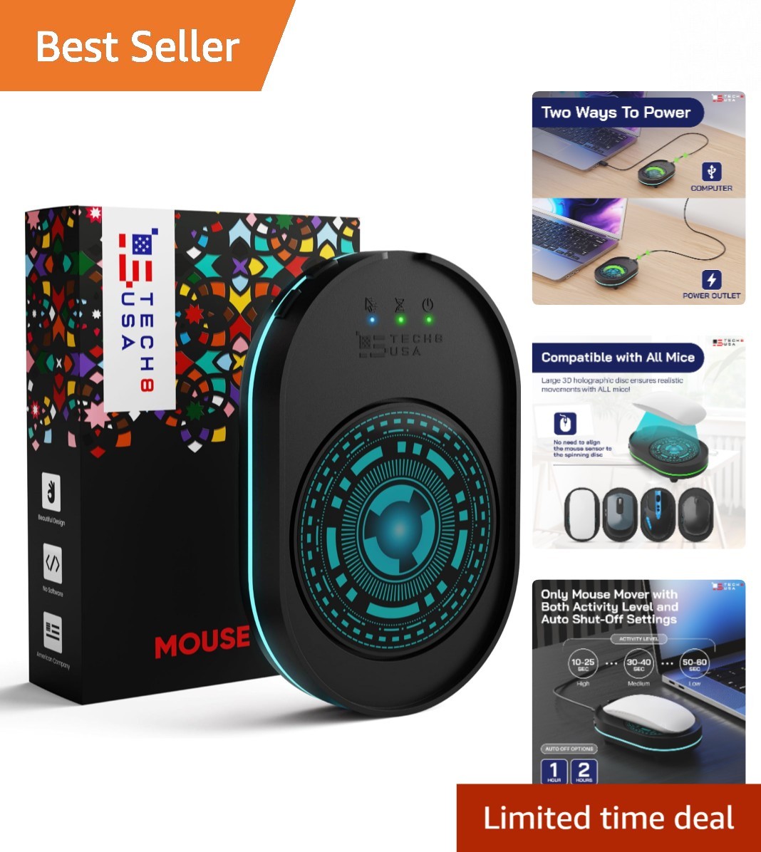 Quiet Mouse Jiggler with Adjustable Settings - Perfect for Work from Home