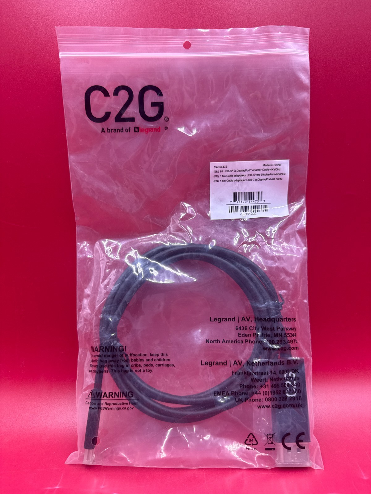 C2G 6ft 4K USB-C to DisplayPort Adapter Cable C2G54475 ✅❤️️✅❤️ BRAND NEW