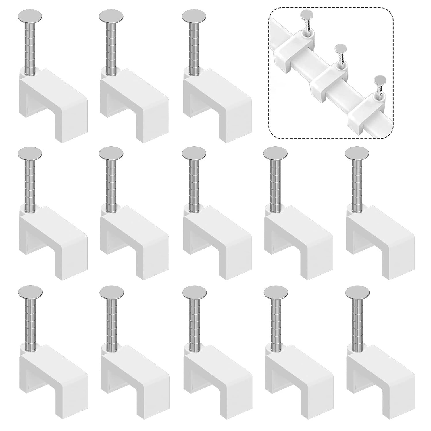 Easytle 200 Pcs 8Mm Cable Clips Nail in Flat Ethernet Cable Wall Clips for Cords