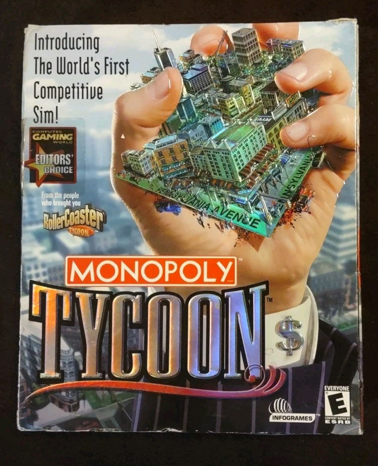 2001 Hasbro Monopoly Tycoon CD-ROM Game  Infogames Rated E 