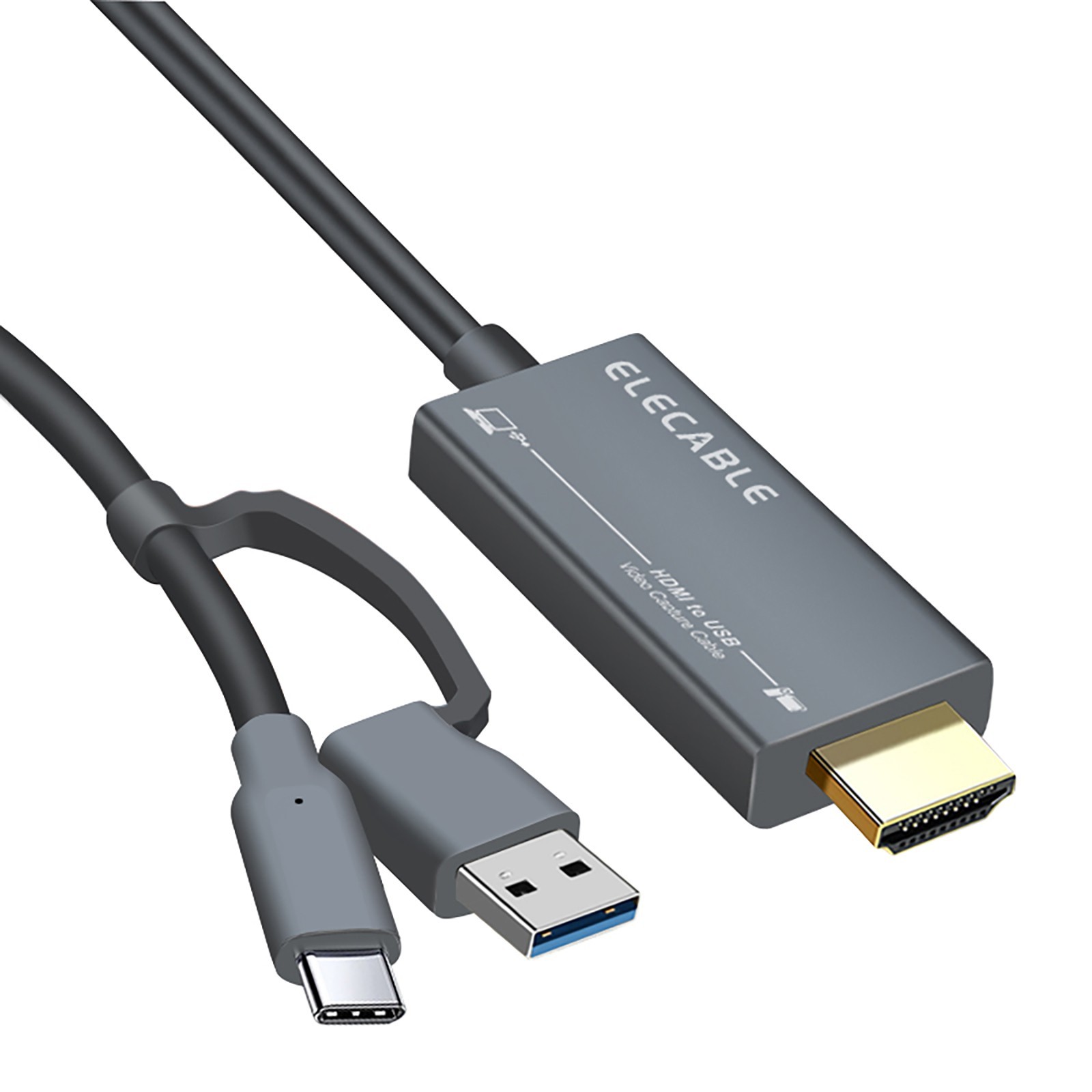 HDMI to USB/ Type C Video Capture Adapter Cable, 1080p Recording (6FT)