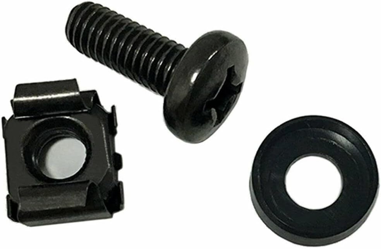 Pack of 50Pcs M6 Rack Mount Cage Nuts & Screws W/Washers - Square Clips Server B