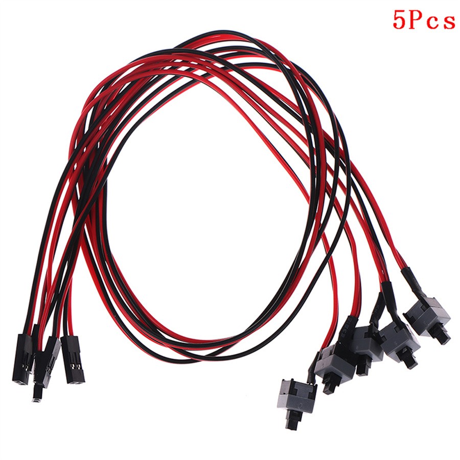 5x 50cm Power Switch Cable For Computer Cases Automatically Reset Push Button US