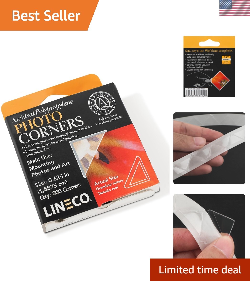 Infinity 0.625" Clear Archival Photo Corners, 500 PCS | Self Adhesive, Acid F...
