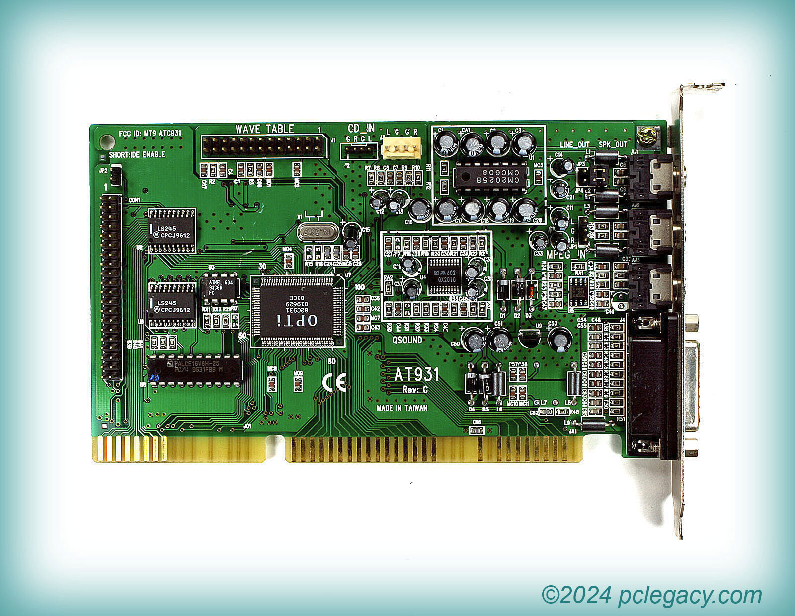 Vintage ISA 16-bit Sound Card OPTi-82C931 w/IDE #AT931 Rev C FCC ID: MT9-ATC931