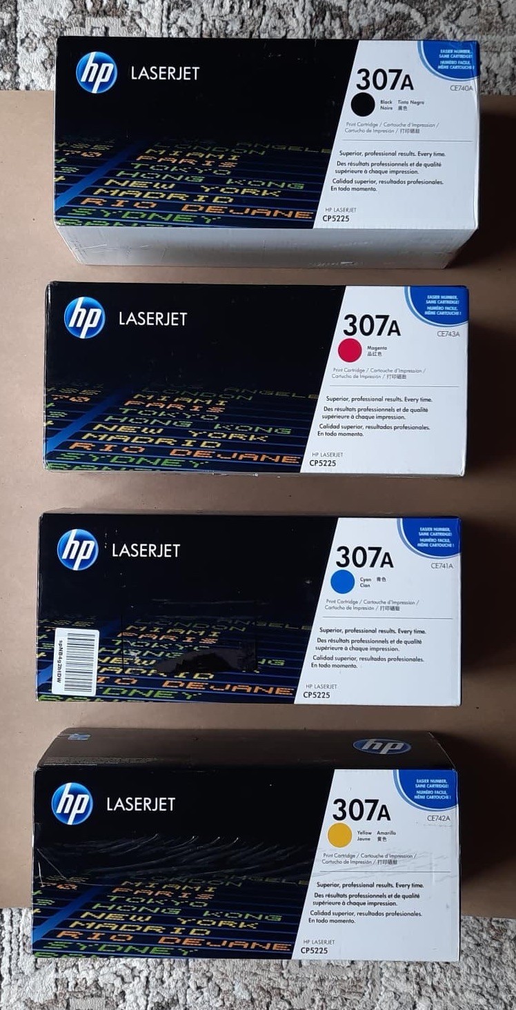 4 Genuine HP 307A Original LaserJet  7,300 pages, CE740A ,CE741A, CE742A, CE743A