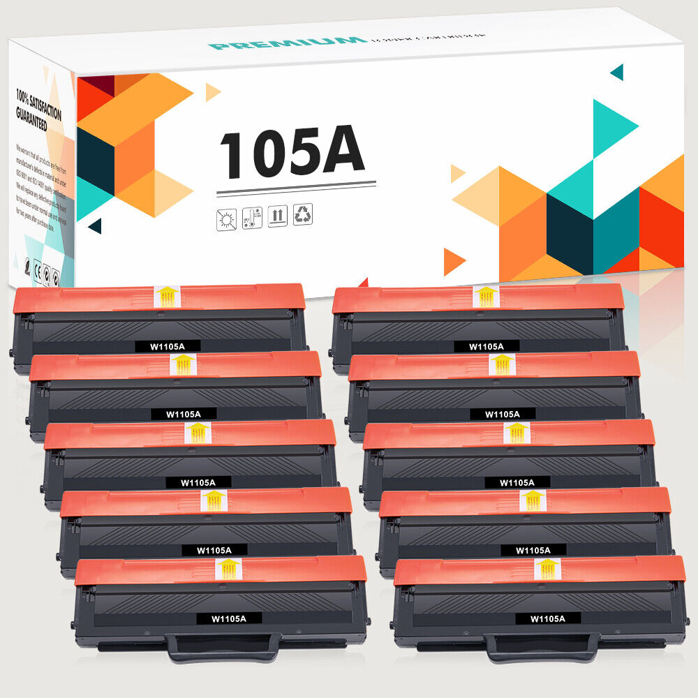 10PK Black W1105A Toner Cartridge Compatible for HP 105A MFP 137fnw 135w W/Chip