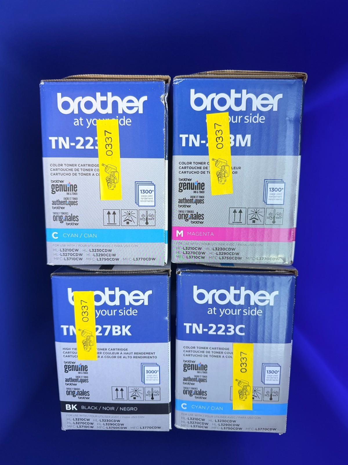 New Original Genuine Brother TN227 TN223 Toner HL3210 3230 BK C C M 4 Pack