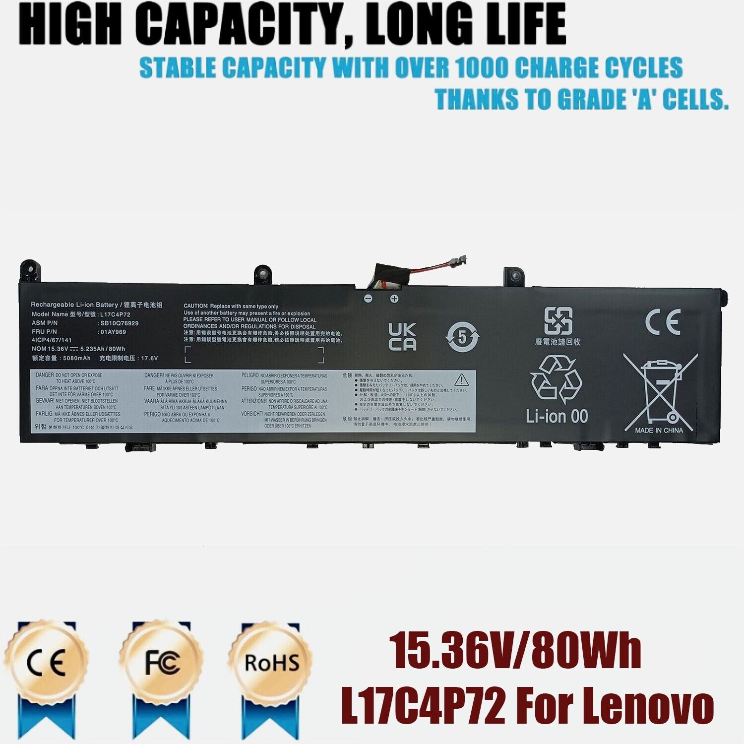 L17C4P72 L17M4P72 Battery for Lenovo ThinkPad X1 Extreme 2nd 01AY969 L18M4P7