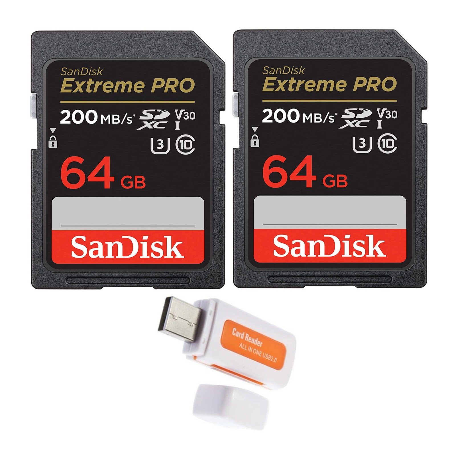 SanDisk 64GB Extreme Pro 170 MBs UHS-I SDXC Memory Card 2 Pack Bundle