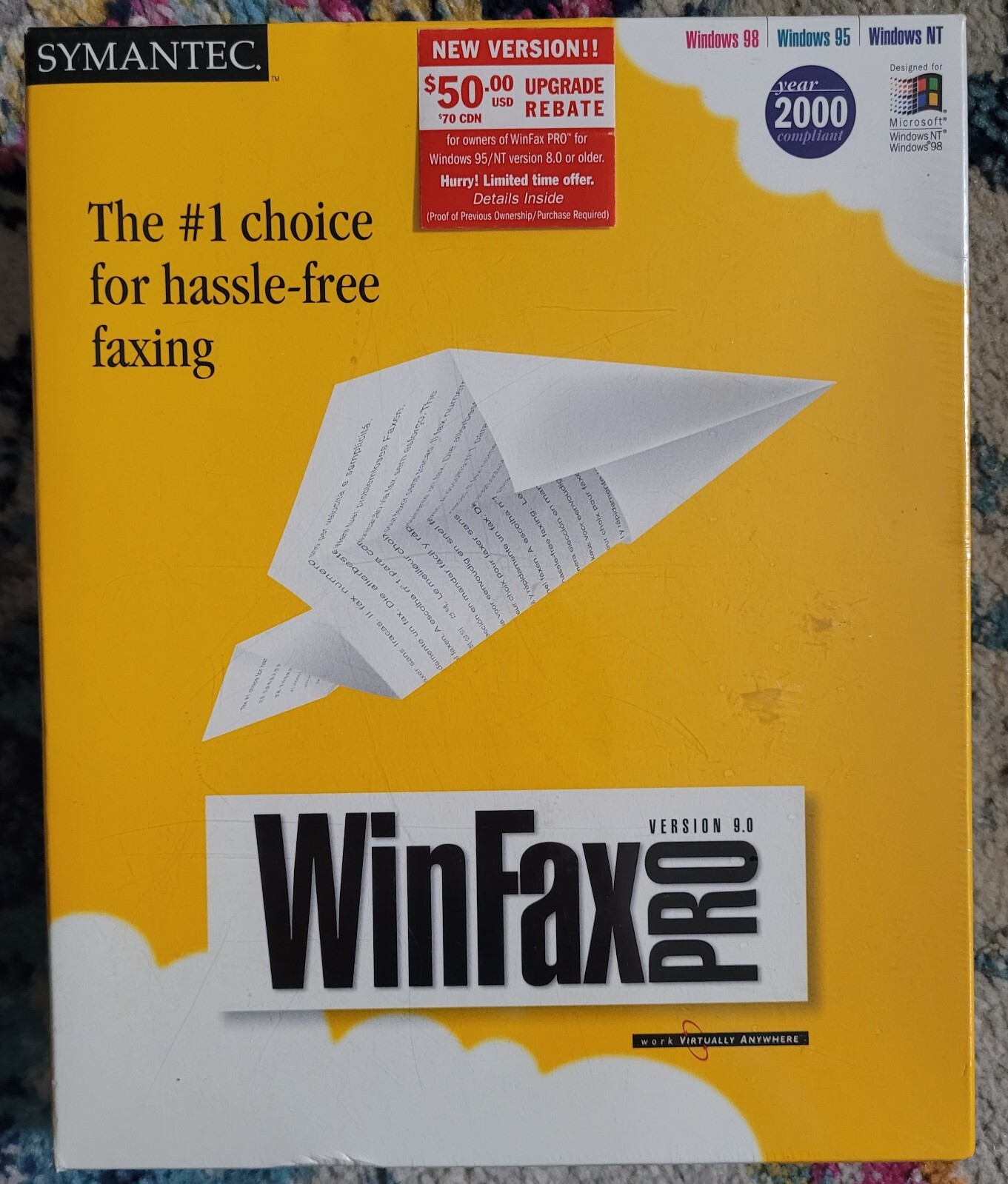 Symantec WinFax Pro Version 9.0 BRAND NEW FACTORY SEALED vintage Windows PC