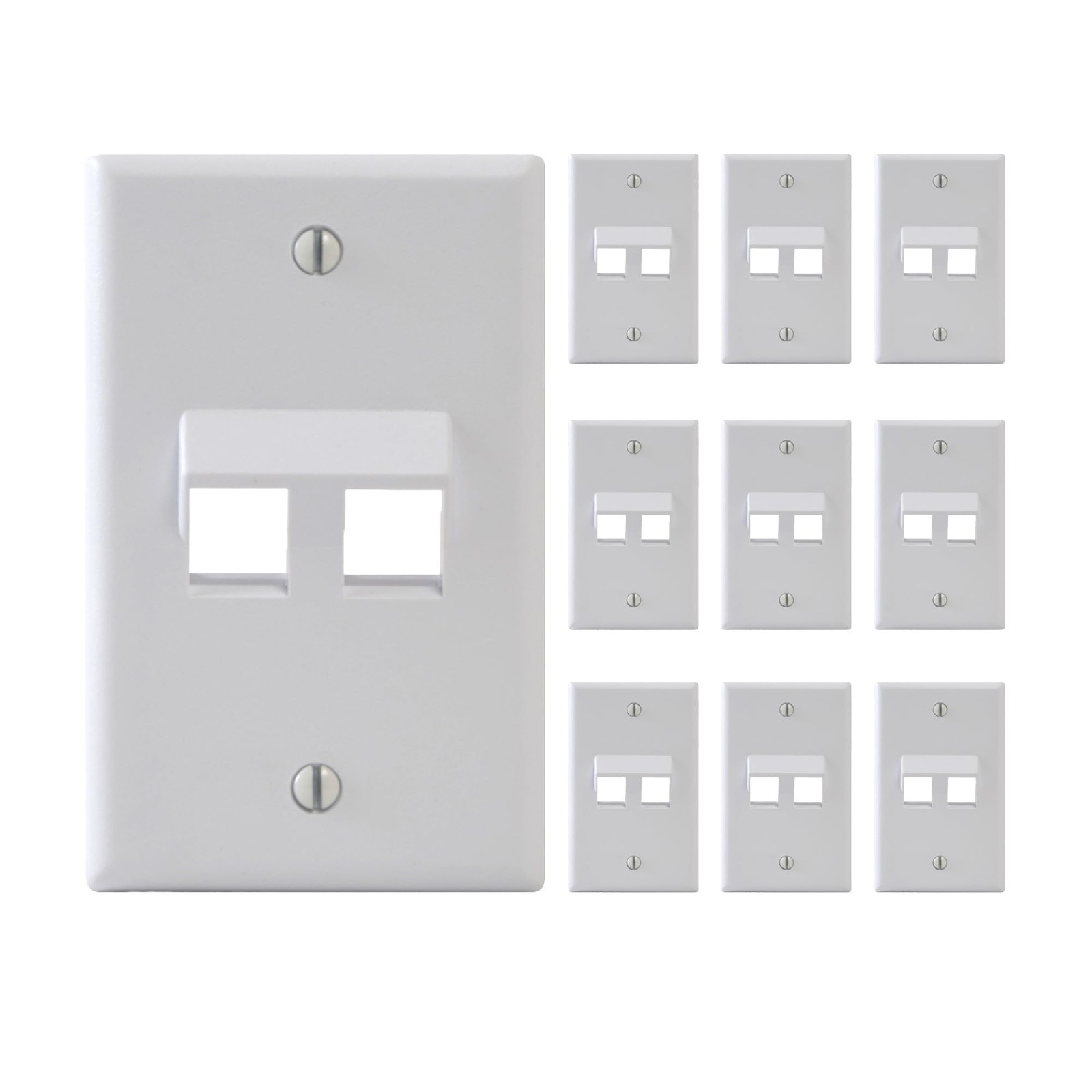 ICC White Angled 2-Port Keystone Wall Plate 10-Pack
