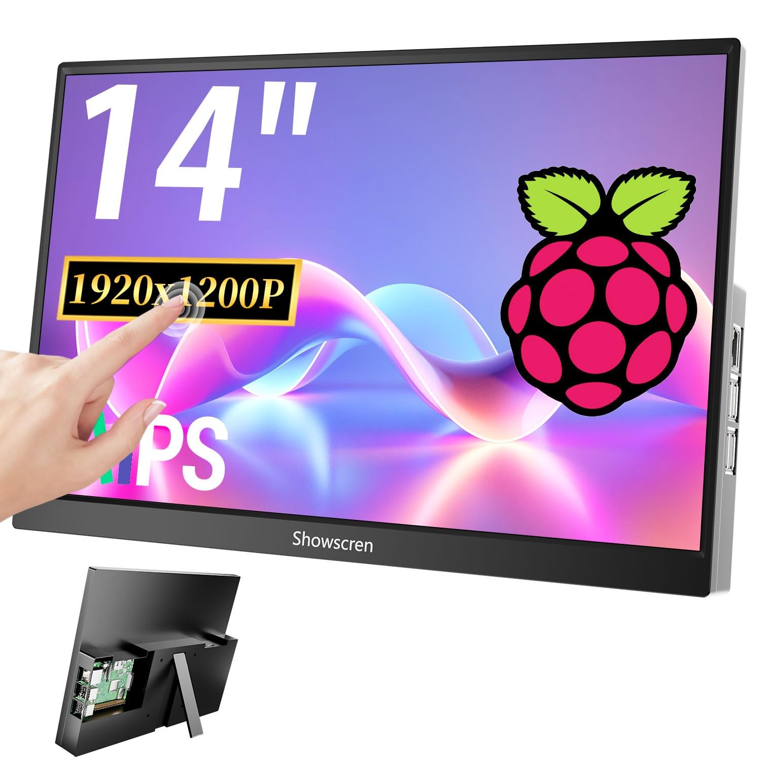 14inch Touchscreen Monitor for Raspberry Pi 5/4B/3B+/3B Touch Screen