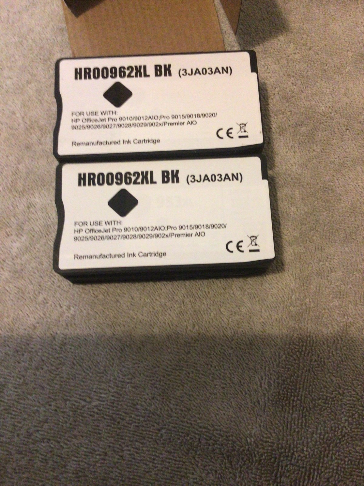Lot of2 HR00962XL ~Black  Ink Cartridges