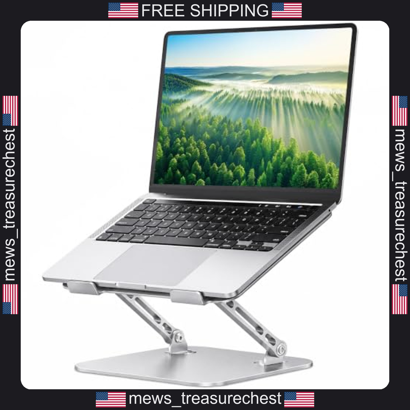 Aluminum Laptop Stand for 11-16 Inch Devices, Adjustable, Black
