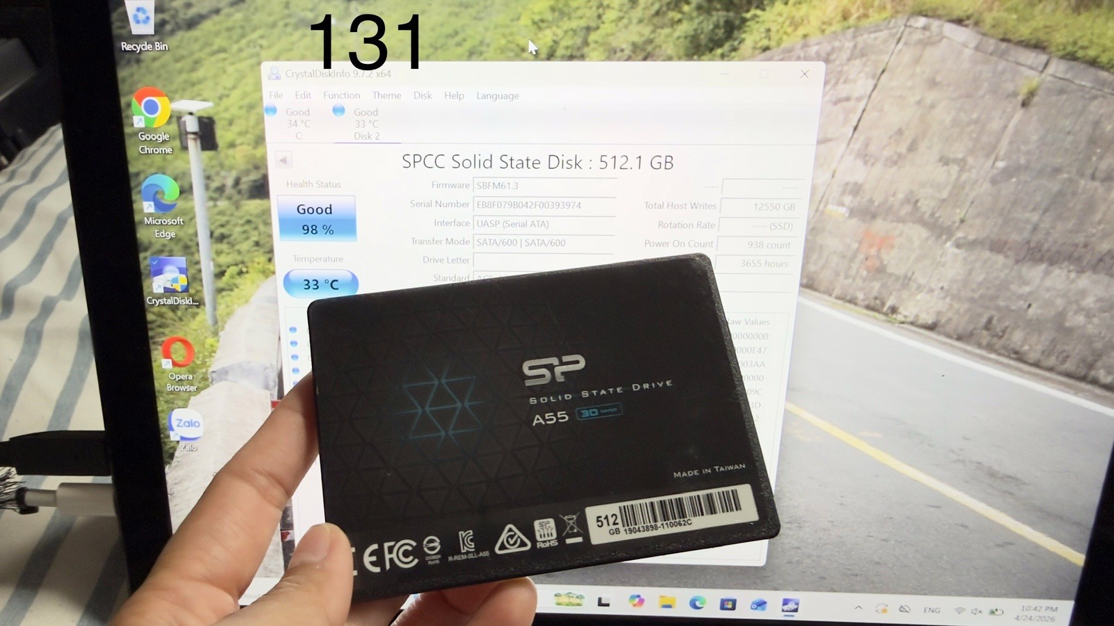SSD - Silicon Power SPCC SP A55 3D NAND 512GB  GOOD Health 98%