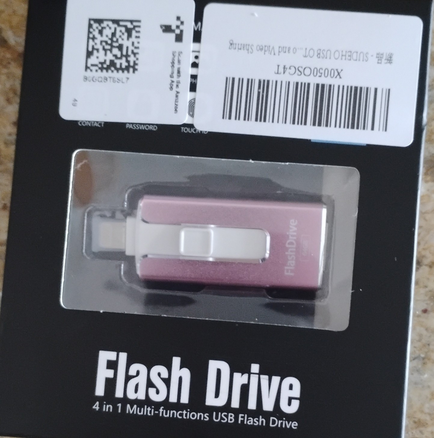4 in 1 Multi-Function USB Flash Drive USB-C Lightning Micro USB Pink 128GB-512GB