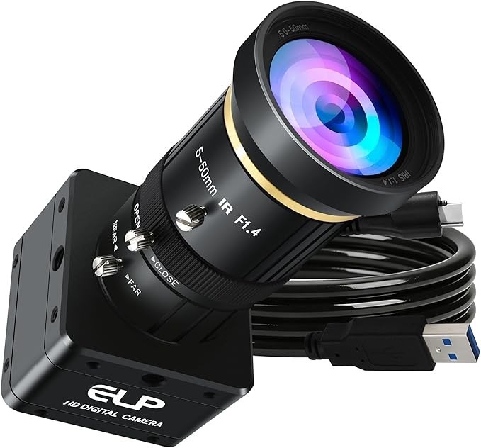 ELP 5MP Global Shutter USB 3.0 Camera 5-50mm Manual Zoom Lens 60FPS Webcam