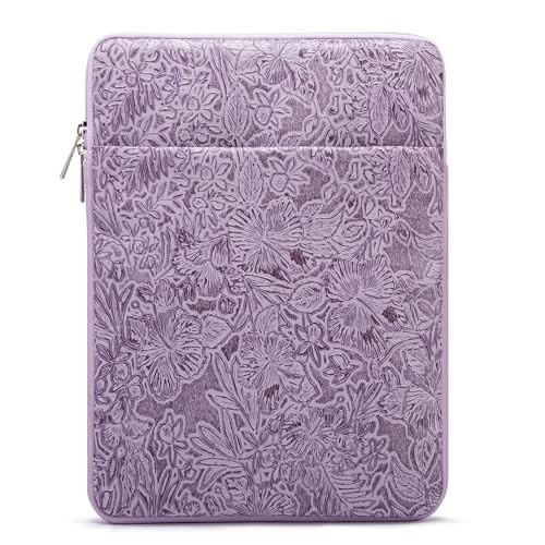 360° Protective Vertical Laptop Sleeve Case 15.6 inch-16 inch Purple Flower PU