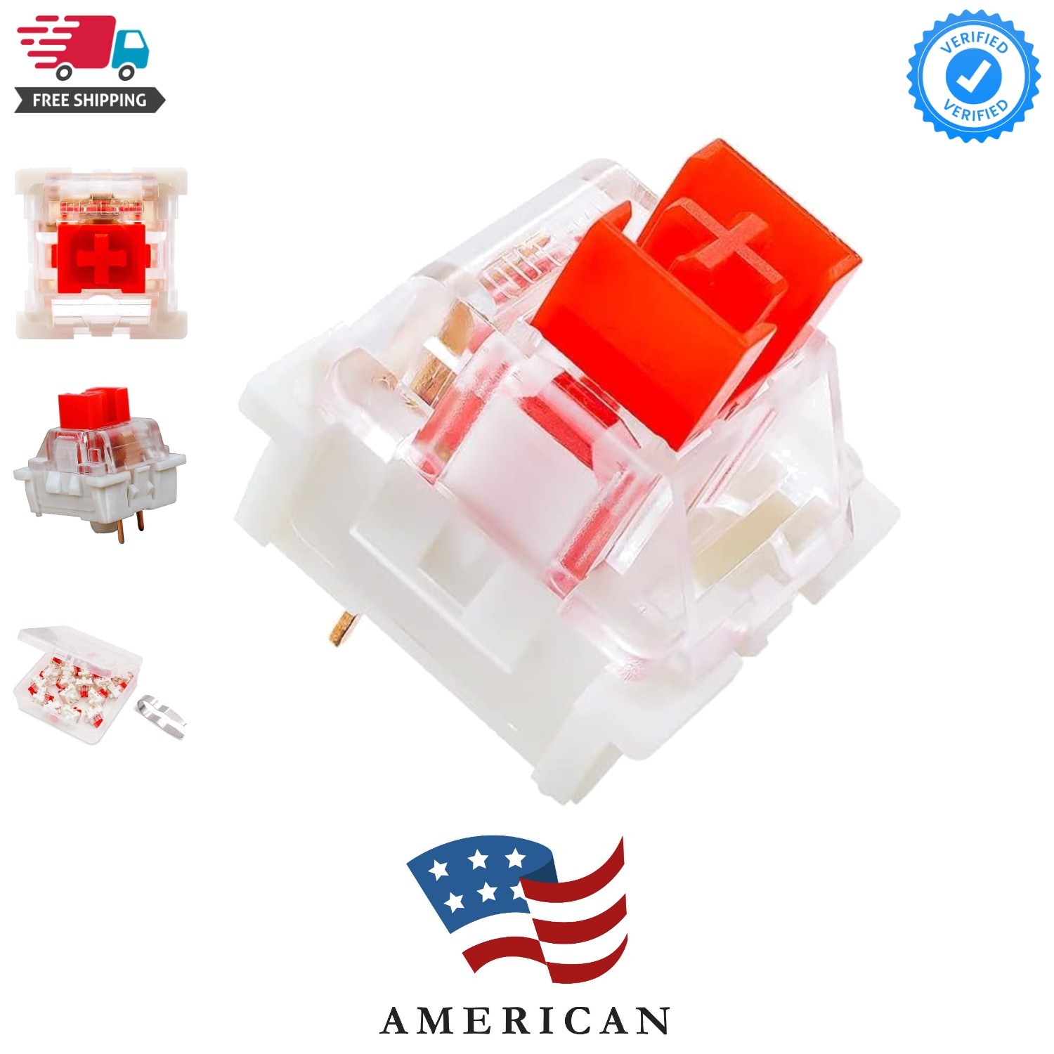 Red Switches 20 Pack, 3 Pin 45gf Linear/RGB/Dustproof/RGB Key Switch - Cherry...