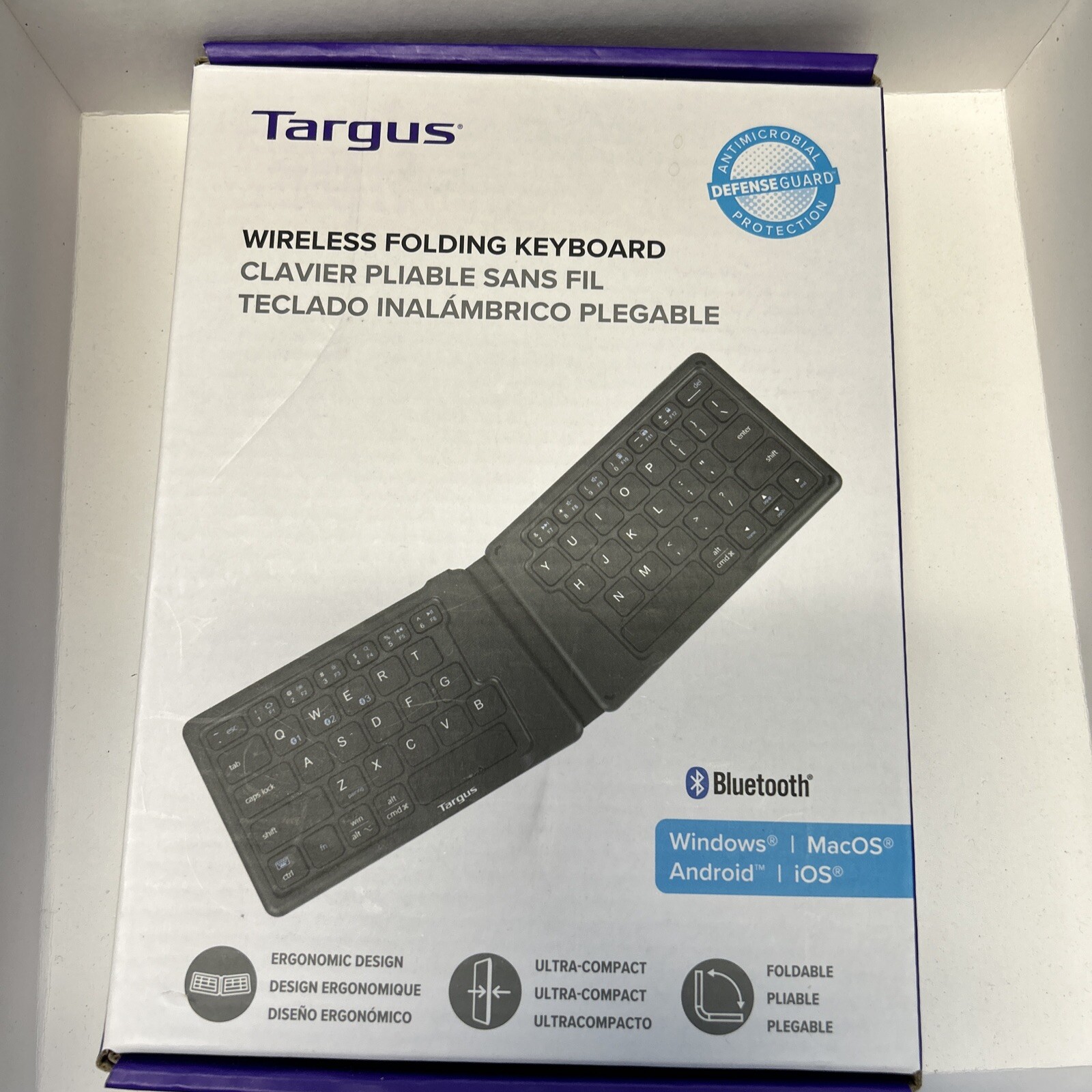 Targus Ergonomic Foldable Bluetooth Antimicrobial Keyboard AKF003