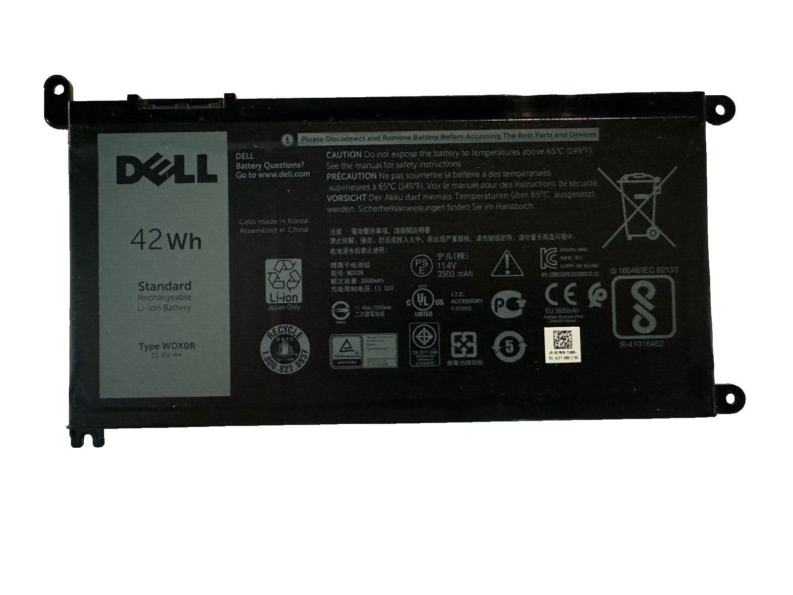 Genuine Dell Inspiron 5568 5578 7580 42Wh Laptop Battery WDX0R WDXOR
