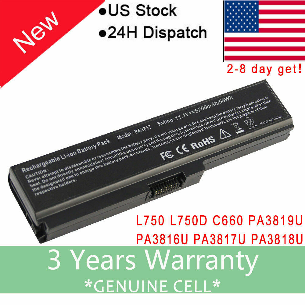 New Battery for Toshiba Satellite P745 P750 P755 P770 P775 U500 U505 PA3818U USA