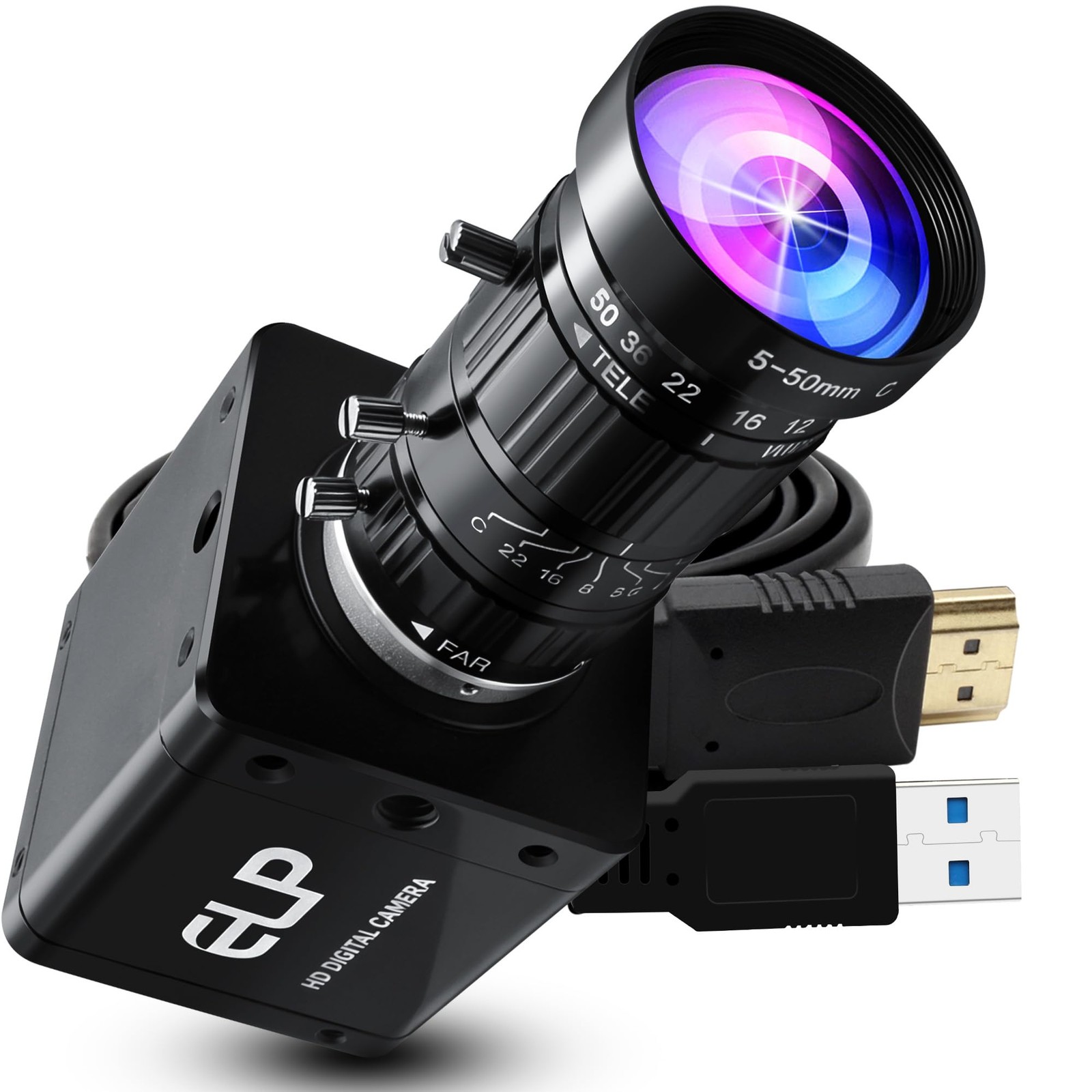 ELP 4K 60fps USB3.0 HDMI Camera Manual Zoom Webcam H.264 mini size, brown