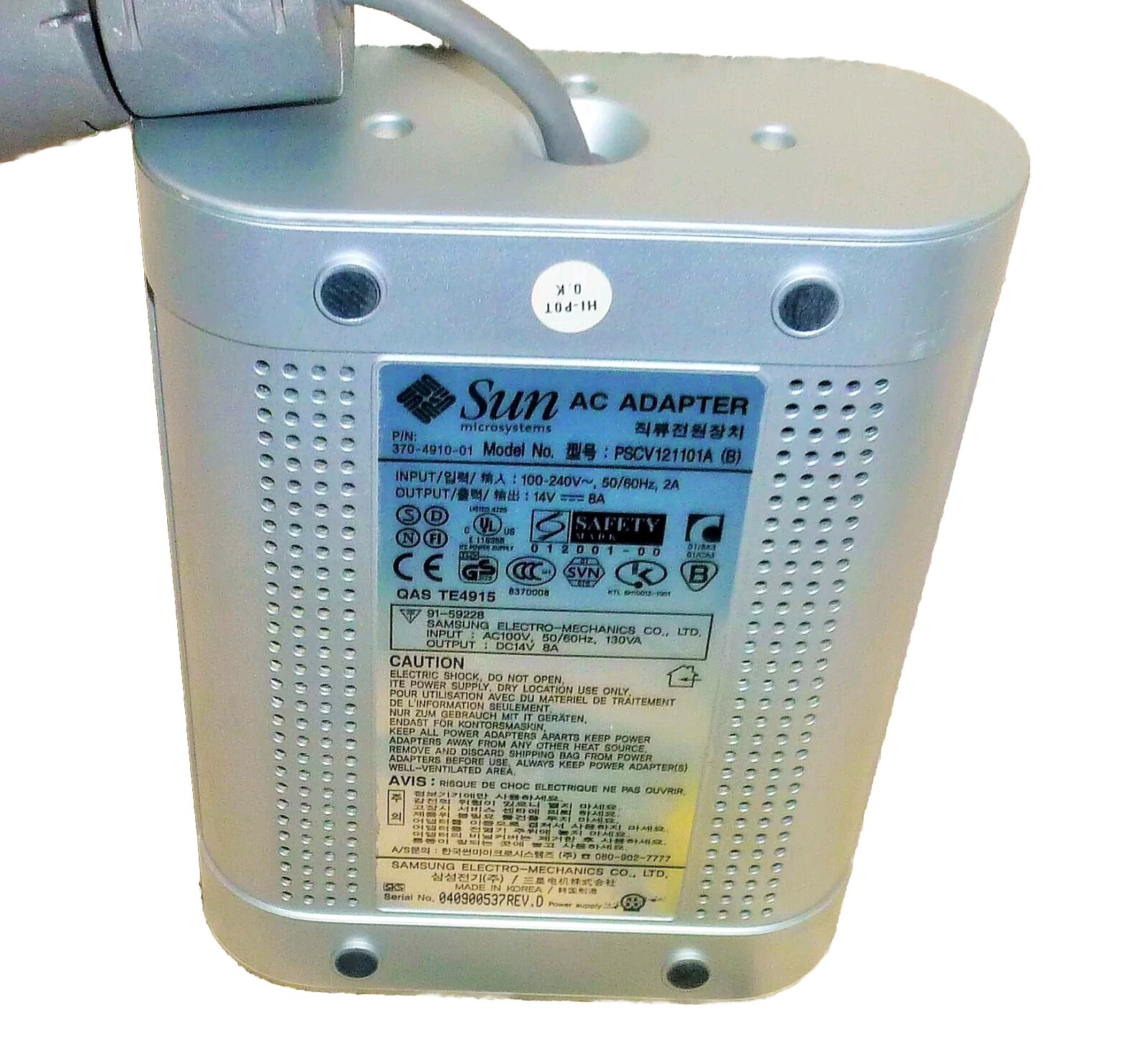 SUN Microsystems PSCV121101a AC Adapter Samsung P/N 370-4910-01