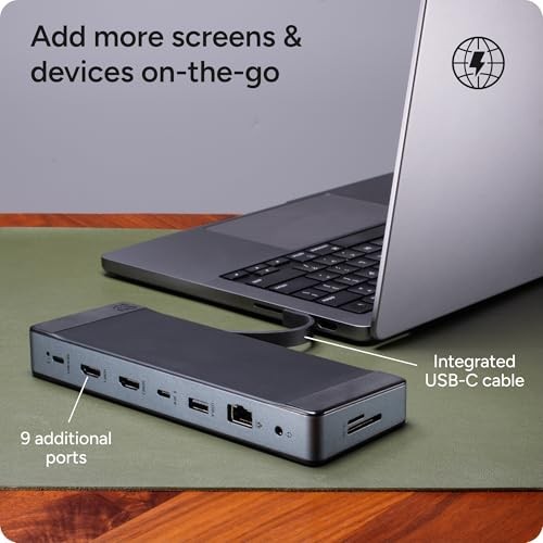 ZAGG 9-PORT HUB – 2 USB-C, 2 HDMI (4K 60HZ), 1 USB-A (10GBPS), ETHERNET, -