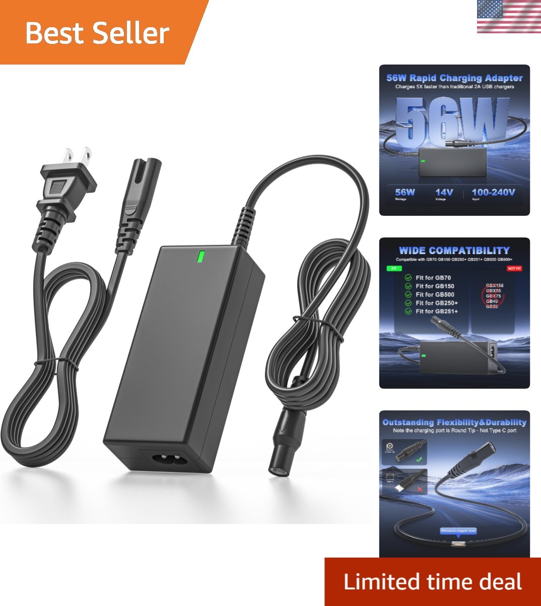 56W 14V Fast Charger Compatible with GB70 GB150 Charger Cord