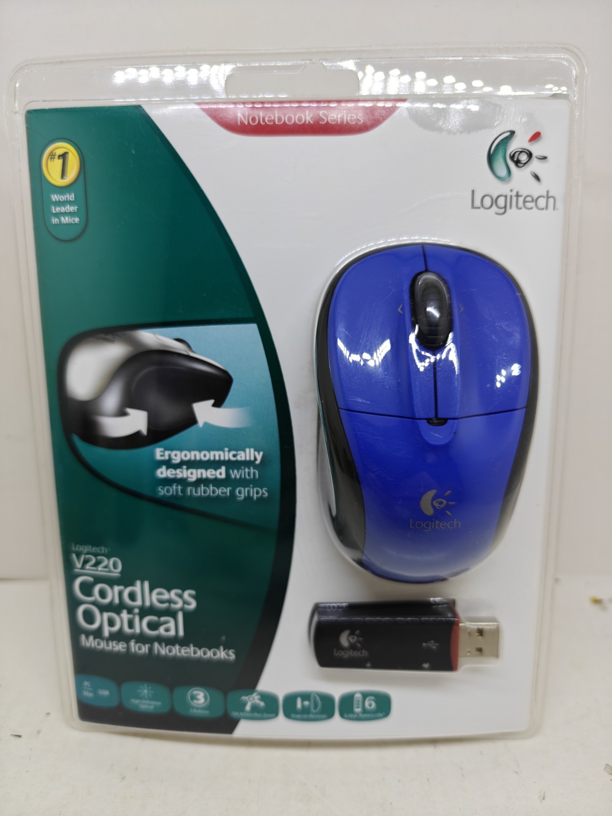 Logitech V220 Wireless Optical Mouse Blue Brand New 